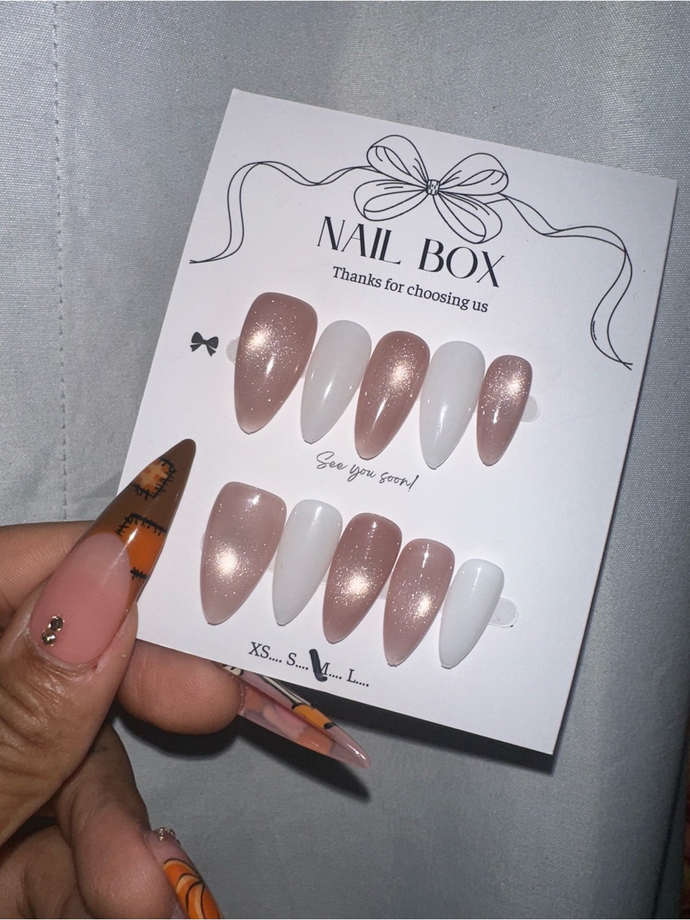 Neutral Pink & White Press-On Nail Set